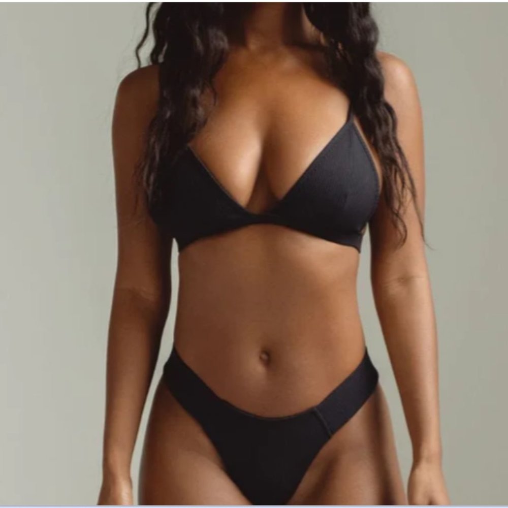 NWT Brown Rib Hunter Triangle Bikini Top